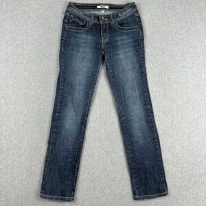 DKNY Womens Jeans Size 14 Dark Wash Denim Straight‎ Leg Distressed